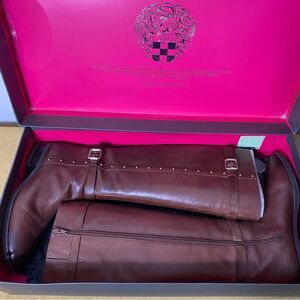 VINCE CAMAUTO PRESLEN GOLD STUDDED TALL LEATHER RIDING BOOTS